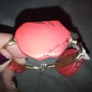New Red Stone Wire Wrapped Bangle